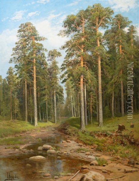 Forest Creek Oil Painting - Simeon Fedorovich Fedorov