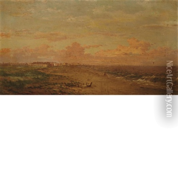 Extensive Shorescape (atlantic City, New Jersey) Oil Painting - Frederick Debourg Richards