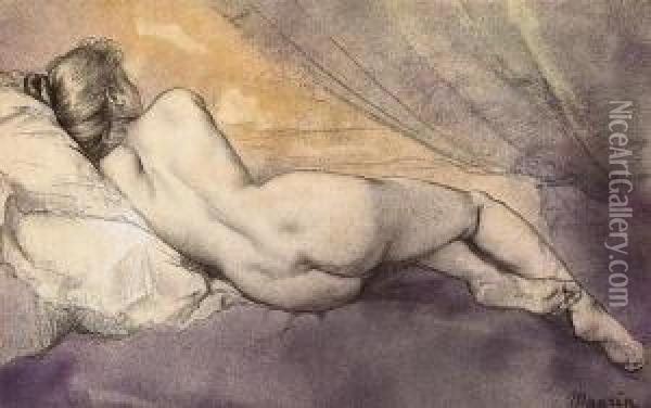 Reclining Nude Oil Painting - Charles Maurin