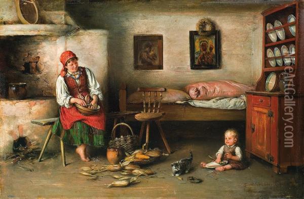 Rustic Scene Oil Painting - Franciszek, Franz Ejsmond
