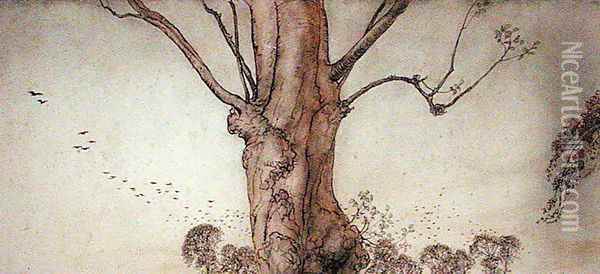 Barbaras Tree Oil Painting - Arthur Rackham