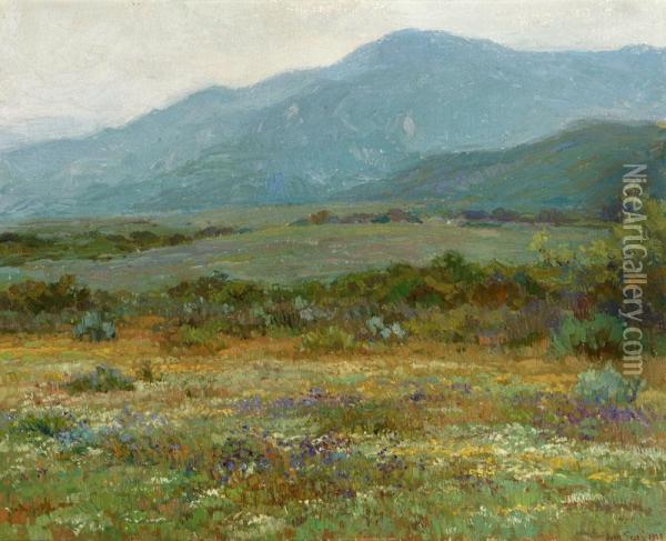 Foothill Landscape With Wildflowers Oil Painting - John Frost