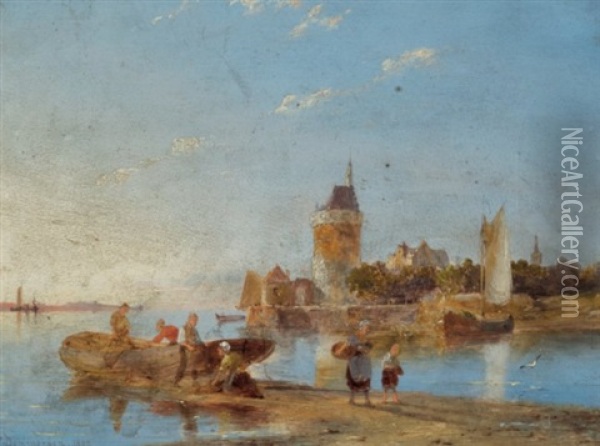 Hoorn On The Zuiderzee Holland Oil Painting - Pieter Cornelis Dommershuijzen
