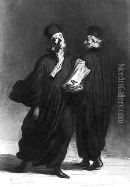 Two Lawyers Oil Painting - Honore Daumier