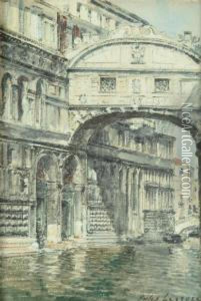 Apair Of Venetian Scenes Oil Painting - Jules Lessore