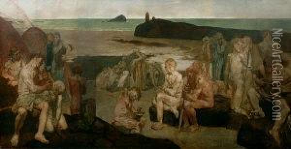 The Coast Of Britain, Circa 1919-1920 Oil Painting - Glyn Warren Philpot