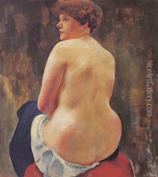 Sitzender Weiblicher Ruckenakt Oil Painting - Willi Jaeckel