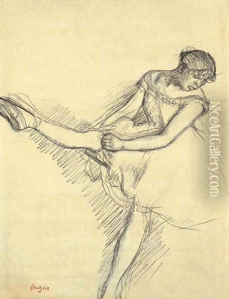 Danseuse assise, reajustant son bas Oil Painting - Edgar Degas