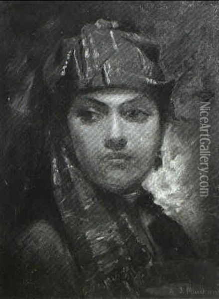 Portrait Of A Middle Eastern Lady Oil Painting - Jean Hippolyte Marchand