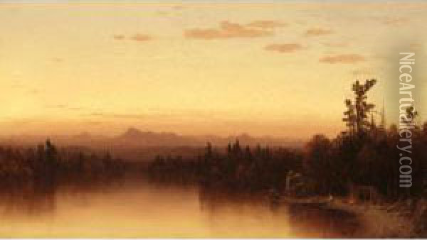 Twilight In The Adirondacks Oil Painting - Sanford Robinson Gifford