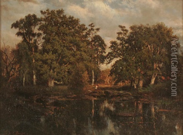 A River Landscape At Twilight Oil Painting - Gilbert Munger