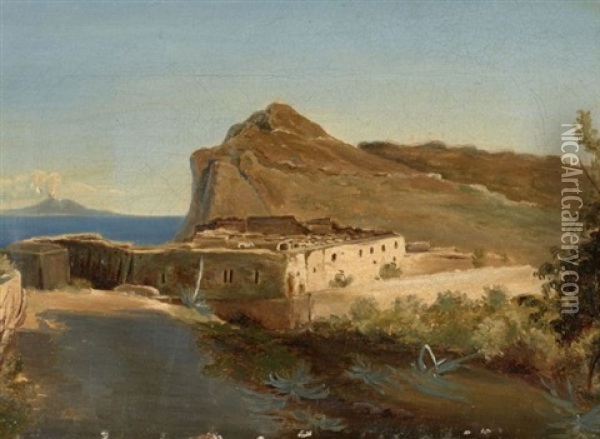 Vue Du Monastere San Giacomo A Capri Oil Painting - August-Wilhelm Esperstedt