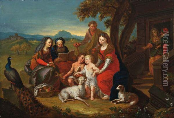 De Heilige Familie En Andere Figuren In Een Landchap Oil Painting - Johann Nepomuk della Croce