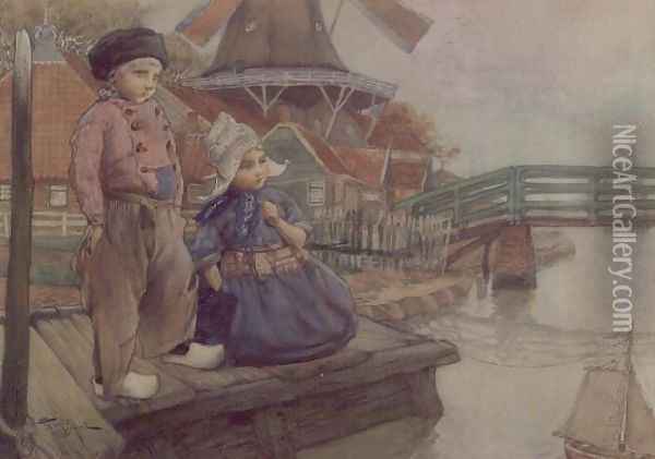 Dutch Children Oil Painting - Frantz Charlet