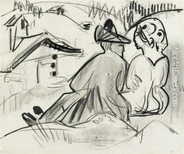 A Couple On The Mountain Pasture Oil Painting - Ernst Ludwig Kirchner