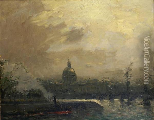 Paris, La Seine Quai Conti Oil Painting - Frank Myers Boggs