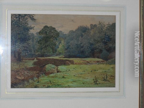 Sketch Of A River Landscape Oil Painting - Arthur E. Grimshaw