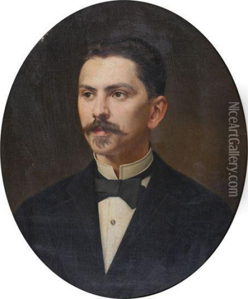 Retrato Masculino. Oil Painting - Antonio Caba Casamitjana