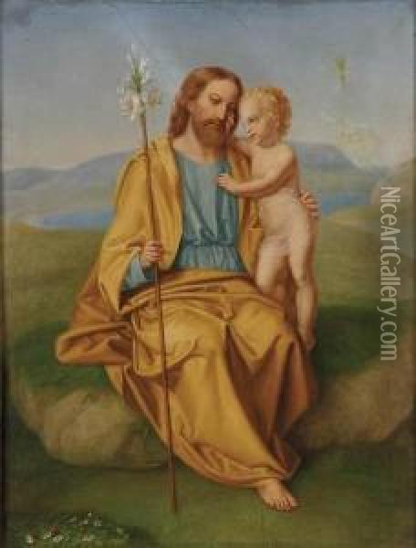 Saint Joseph And The Infant Christ Oil Painting - Franz Ittenbach