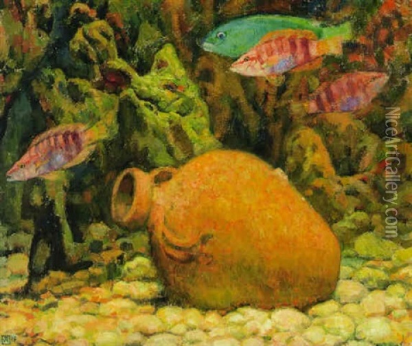 Vitrine D'aquarium Oil Painting - Theo van Rysselberghe