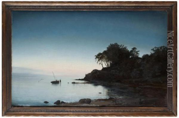 Skymningsfiske Oil Painting - Vilhelm Georg Groth