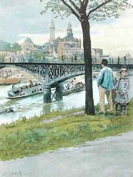 The Trocadero and the Pont de Passy from Paris Illustre Oil Painting - Felicien baron de Myrbach-Rheinfeld
