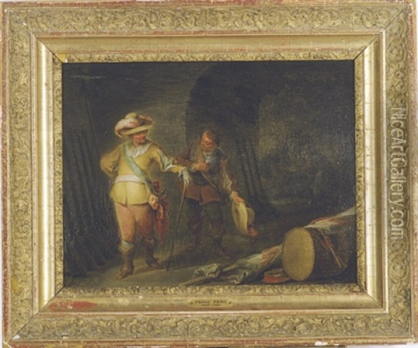 An Officer And Soldiers In A Guardroom Oil Painting - Franz de Paula Ferg
