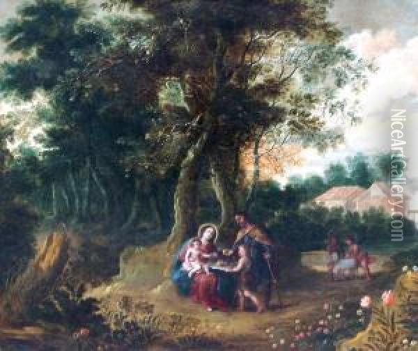 Die Heilige Familie - Rast Auf Der Flucht Nach Agypten Oil Painting - Pieter Van Avont