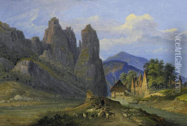 Mountain Landscape Oil Painting - Jakob Diezler