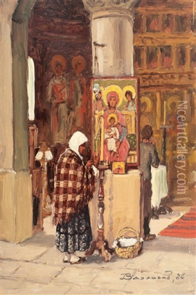 At The Church Oil Painting - Ludovic Bassarab
