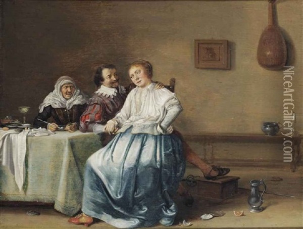 A Brothel Scene Oil Painting - Hendrick Gerritsz. Pot