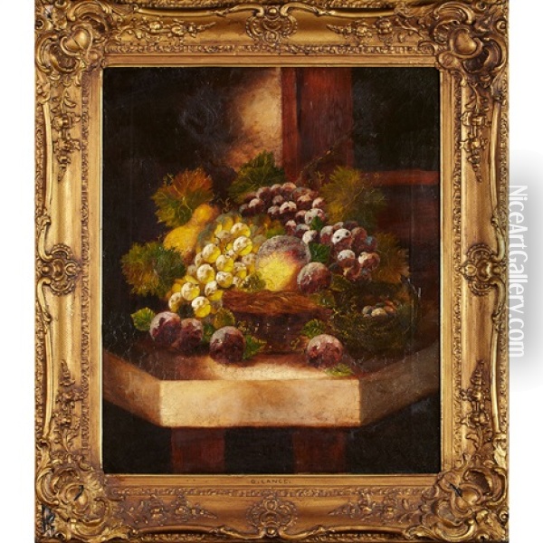 Fruit On A Ledge Oil Painting - George Lance