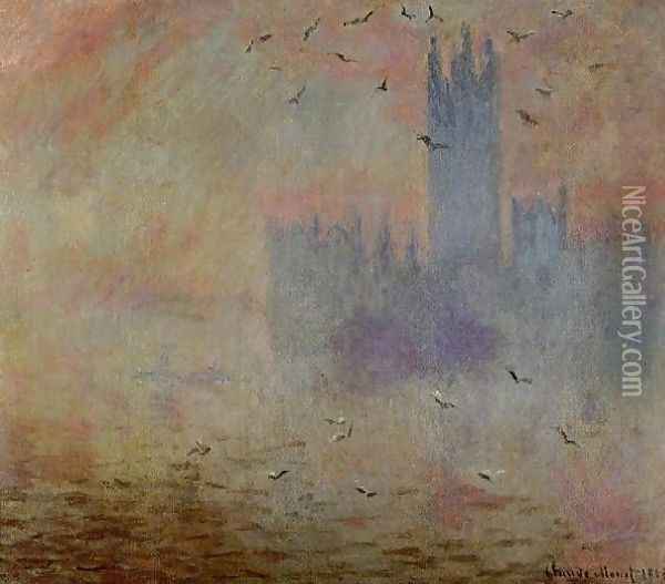 Houses Of Parliament Seagulls Oil Painting - Claude Oscar Monet