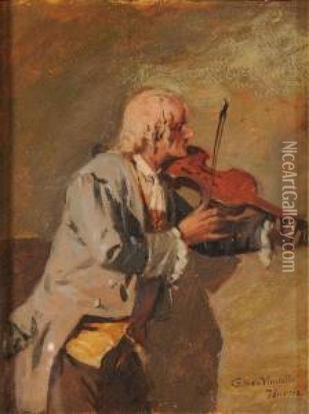 Il Violinista Oil Painting - Cesare Vianello