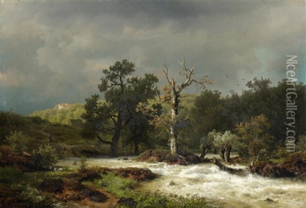 Flusslauf In Hessen Oil Painting - Andreas Achenbach