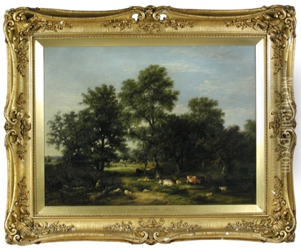Cattle In A Wooded Landscape Oil Painting - James Stark