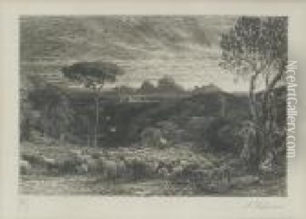 Opening The Fold, 
Or Early Morning Oil Painting - Samuel Palmer