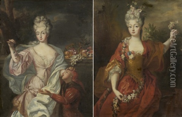 Portrait Presume De Mademoiselle De Blois (+ Portrait De Jeune Femme Avec Une Grappe De Raisins; Pair) Oil Painting - Nicolas de Largilliere