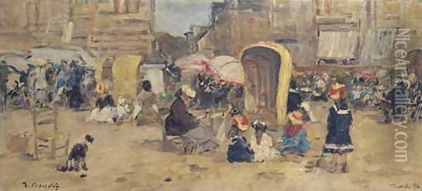 The Beach at Trouville 05 Oil Painting - Eugene Boudin