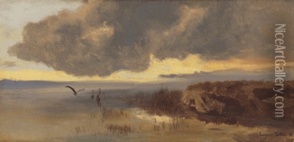 Landschaft Mit Kranichen Oil Painting - Eugen Jettel