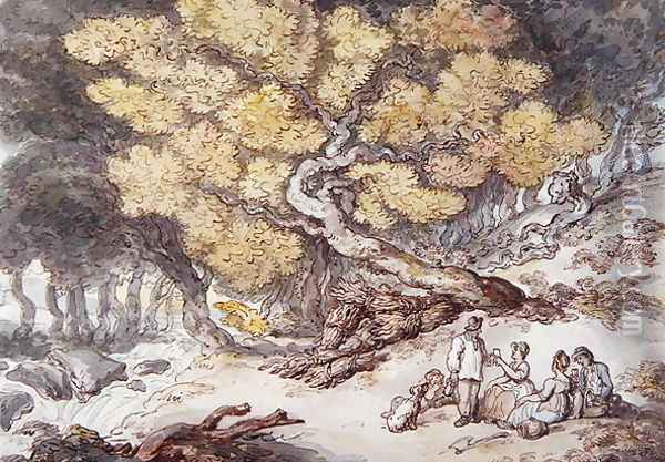 A Woodcutters Picnic Oil Painting - Thomas Rowlandson