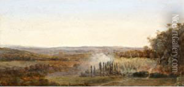 Vue Sur La Vallee Oil Painting - E. Rousseau