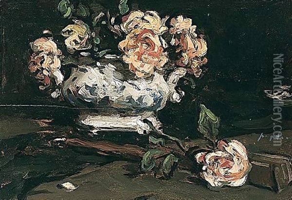 A Dish Of Roses Oil Painting - Samuel John Peploe