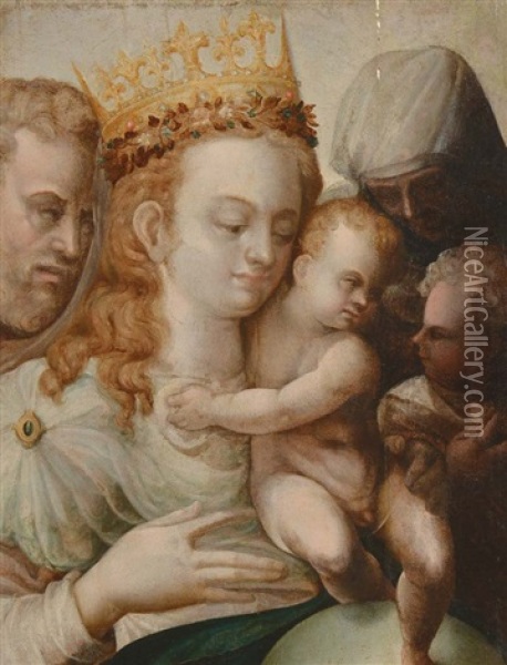Sacra Famiglia Con S.giovannino E Santa Caterina Da Siena Oil Painting - Bartolomeo Neroni