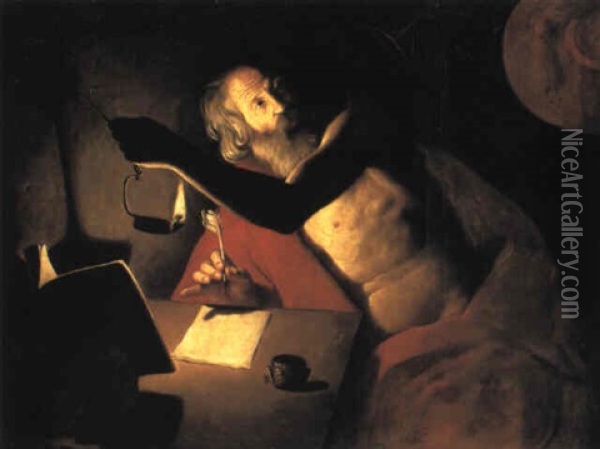 Saint Jerome In His Study Oil Painting - Trophime (Theophisme) Bigot the Elder