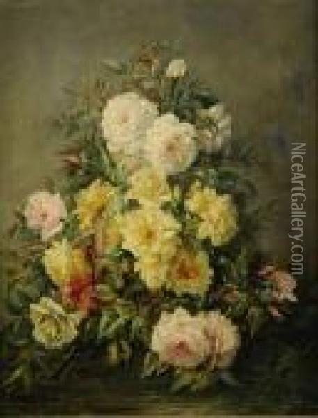 Nature Morte Aux Roses Oil Painting - Eugene Henri Cauchois