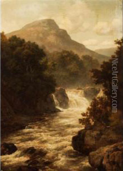 Fall Of The River Tummel Oil Painting - Edmund Gill