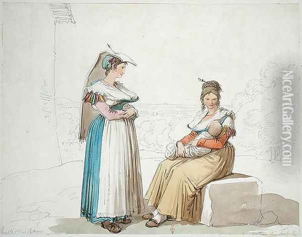 Peasants from Frascati, 1820 Oil Painting - Bartolomeo Pinelli