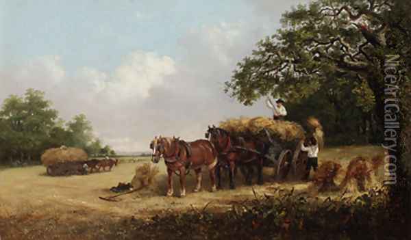 Loading the hay wagon Oil Painting - Thomas Smythe