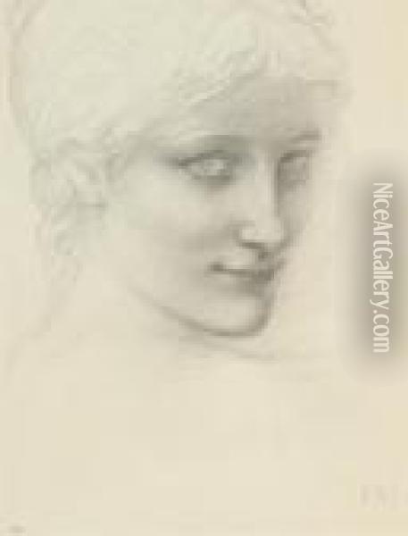 Study For A Head Of A Mermaid In 'the Depths Of The Sea' Oil Painting - Sir Edward Coley Burne-Jones